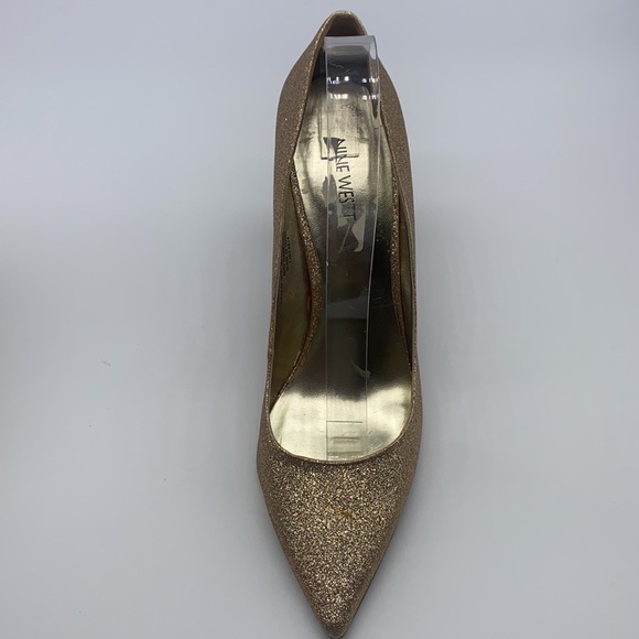 Nine West - Martina Gold Glitter Pointed Toe Heels Size 10 - Picture 11 of 16
